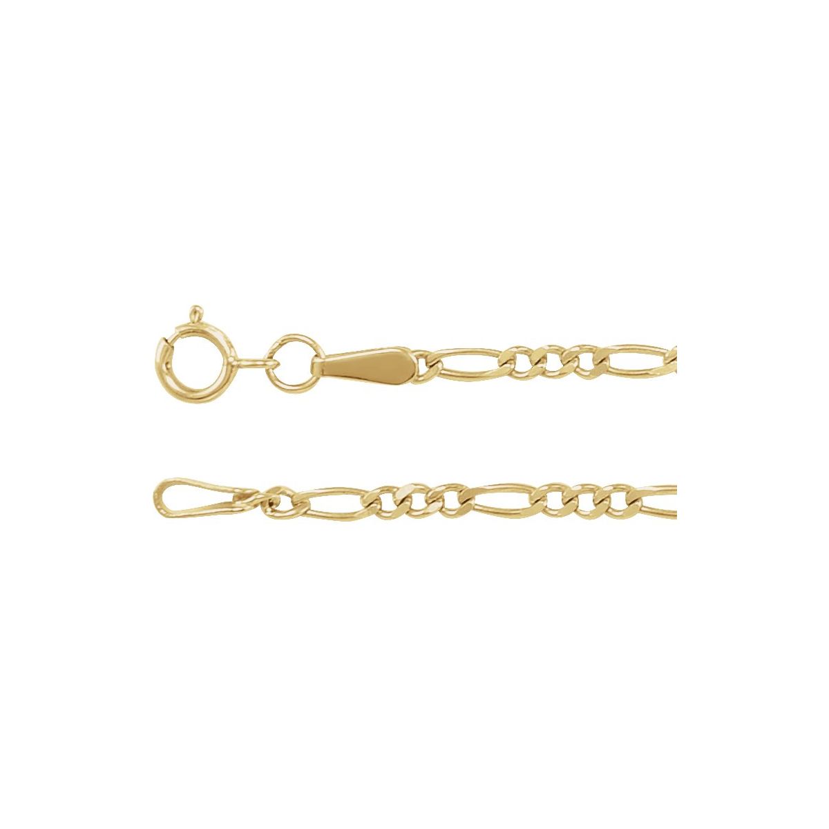 1.9 mm Diamond-Cut Figaro Chain in 14k Yellow Gold
