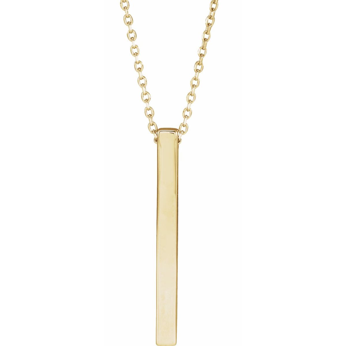 Four-Sided Bar Necklace — Bar Size 25 x 2.5 mm, 14k Yellow Gold