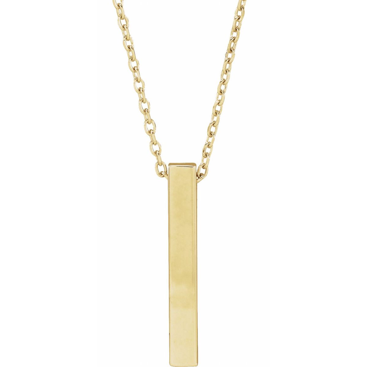 Four-Sided Bar Necklace — Bar Size 17 x 2.5 mm, 14k Yellow Gold