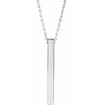 Four-Sided Bar Necklace — Bar Size 25 x 2.5 mm, 14k White Gold