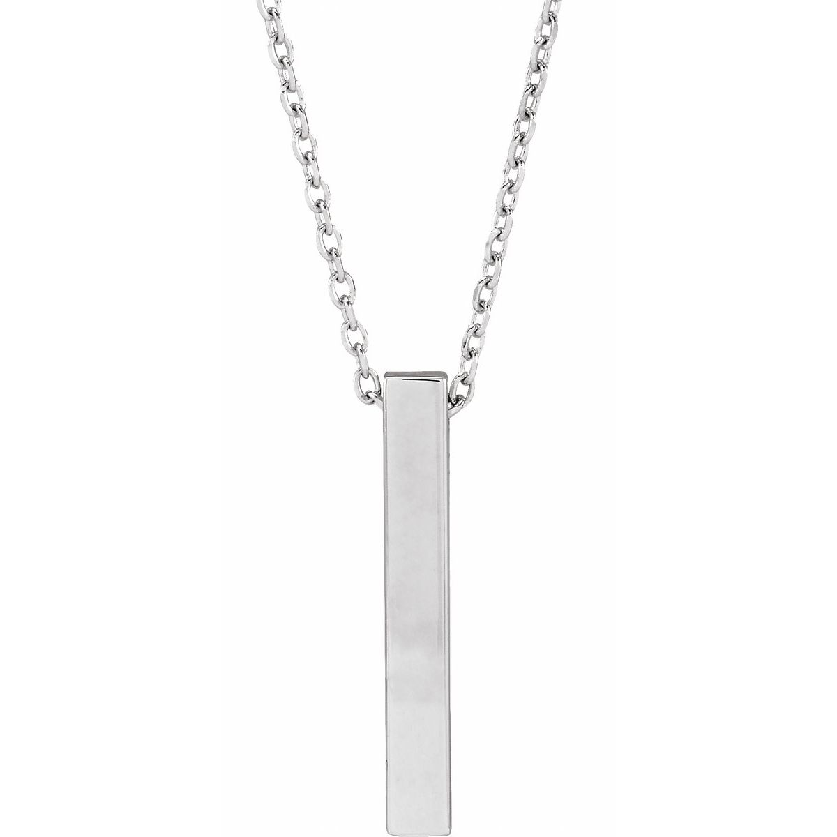 Four-Sided Bar Necklace — Bar Size 17 x 2.5 mm, 14k White Gold