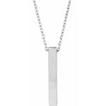 Four-Sided Bar Necklace — Bar Size 17 x 2.5 mm, 14k White Gold