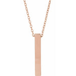Four-Sided Bar Necklace — Bar Size 17 x 2.5 mm, 14k Rose Gold
