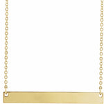 Engraved Bar Necklace — Bar Size 30 x 3.5 mm, 14k Yellow Gold