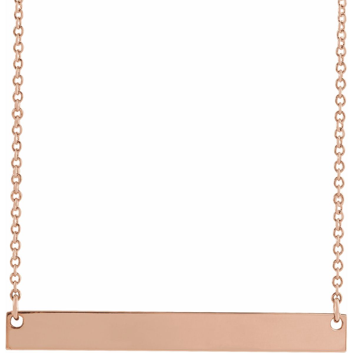 Engraved Bar Necklace — Bar Size 26 x 3.5 mm, 14k Rose Gold