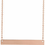 Engraved Bar Necklace — Bar Size 26 x 3.5 mm, 14k Rose Gold