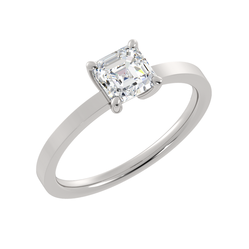 1 Carat Asscher Cut Lab Grown Diamond Solitaire