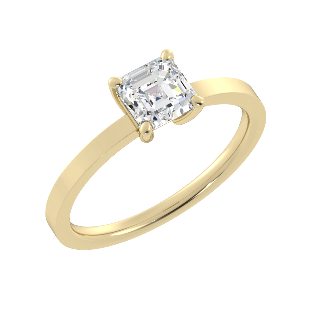 1 Carat Asscher Cut Lab Grown Diamond Solitaire