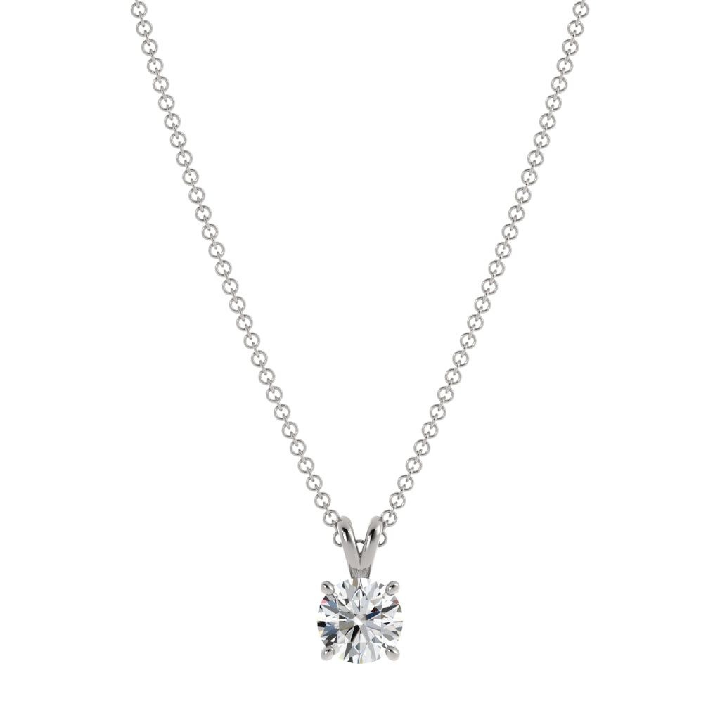 Round Natural Diamond Solitaire Necklace