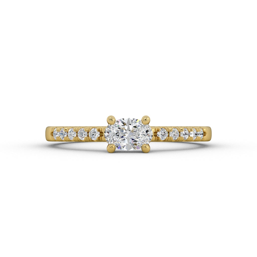 Oval Ring with Diamond Accents — yellow gold