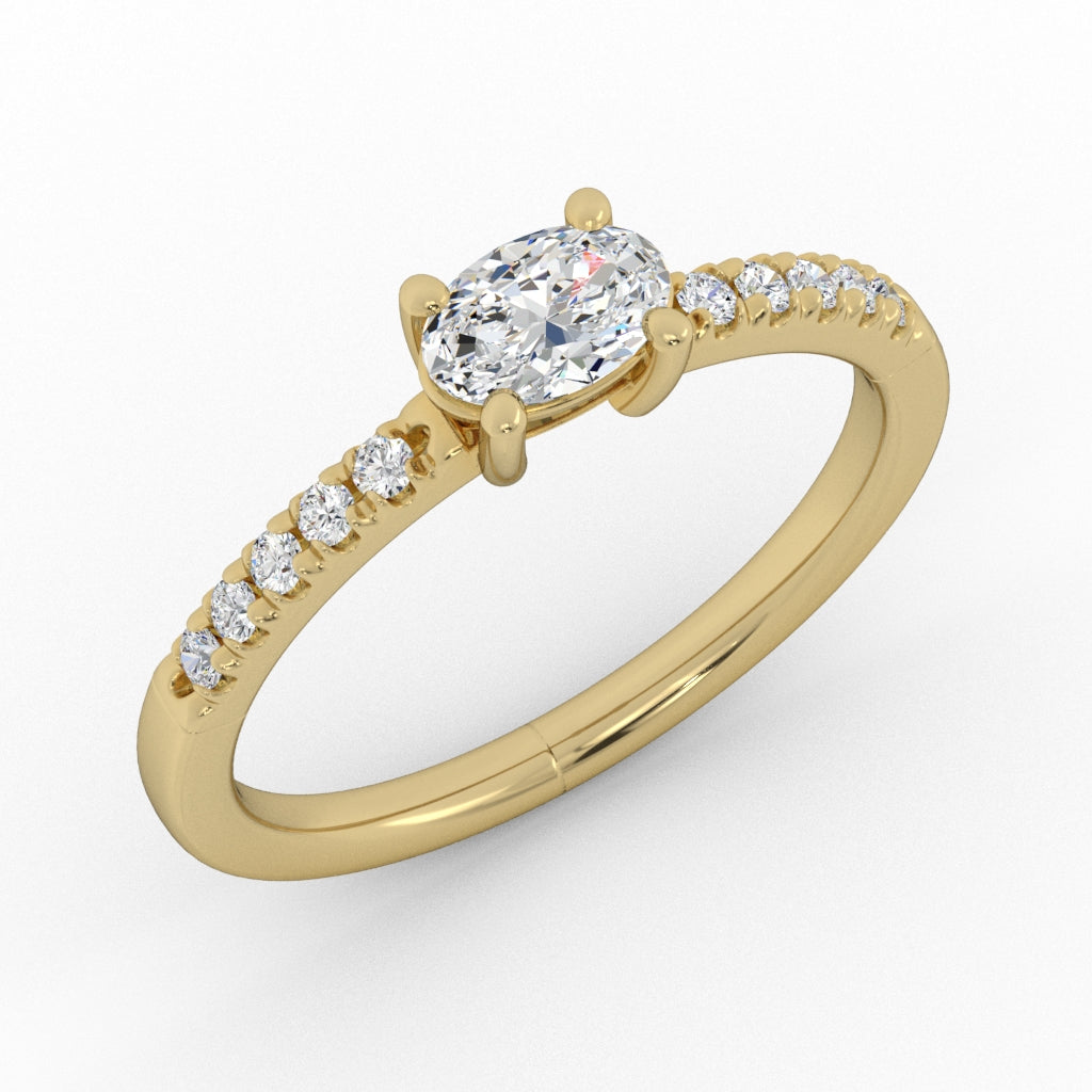 Oval Ring with Diamond Accents — yellow gold