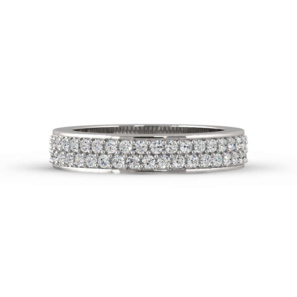 2 Row Pave Band — White gold