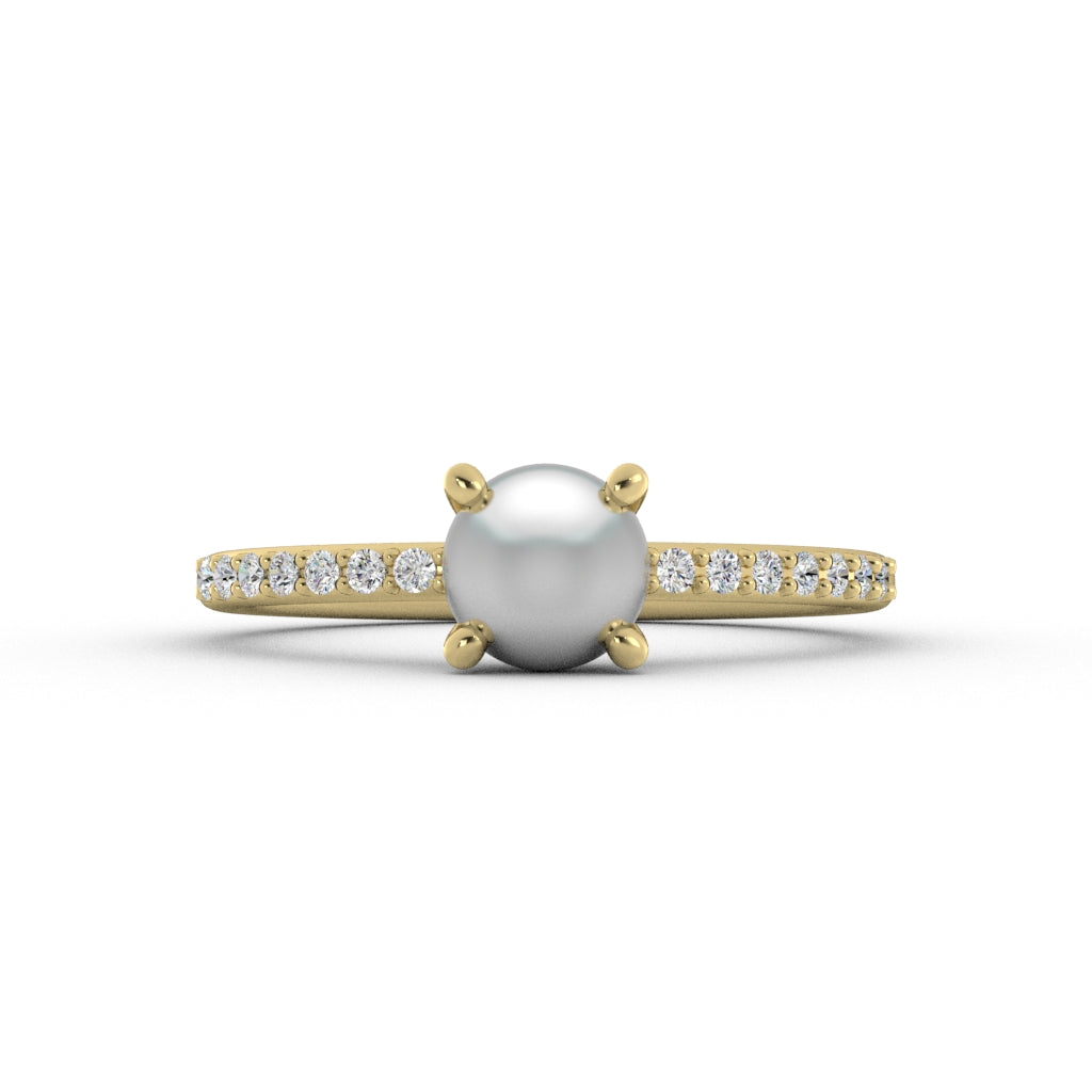 Simple Pearl Ring — yellow gold