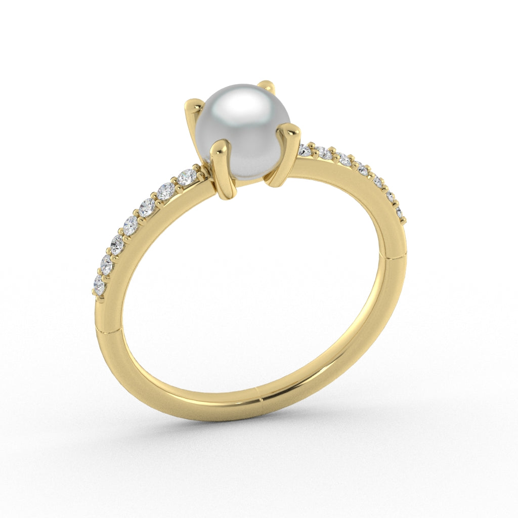 Simple Pearl Ring — yellow gold