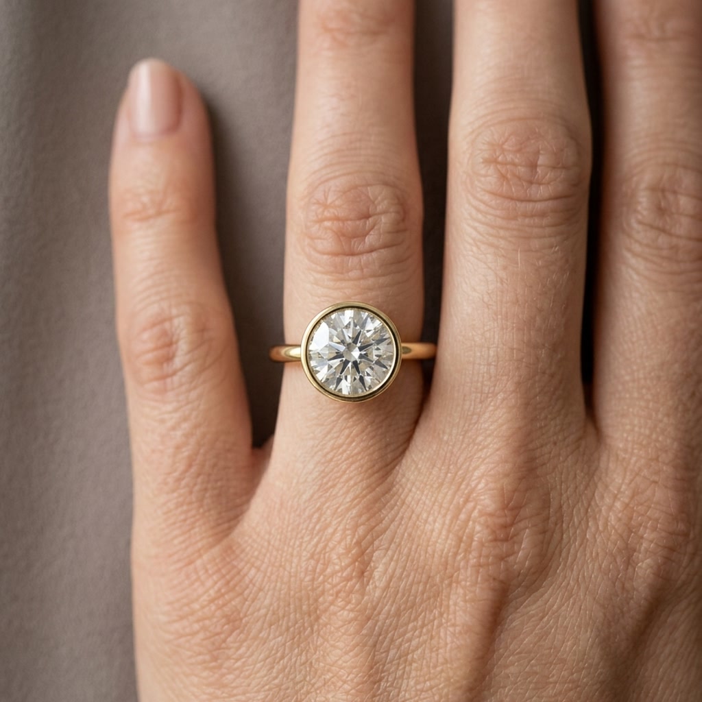 Horizon — Round center, yellow gold, on the hand