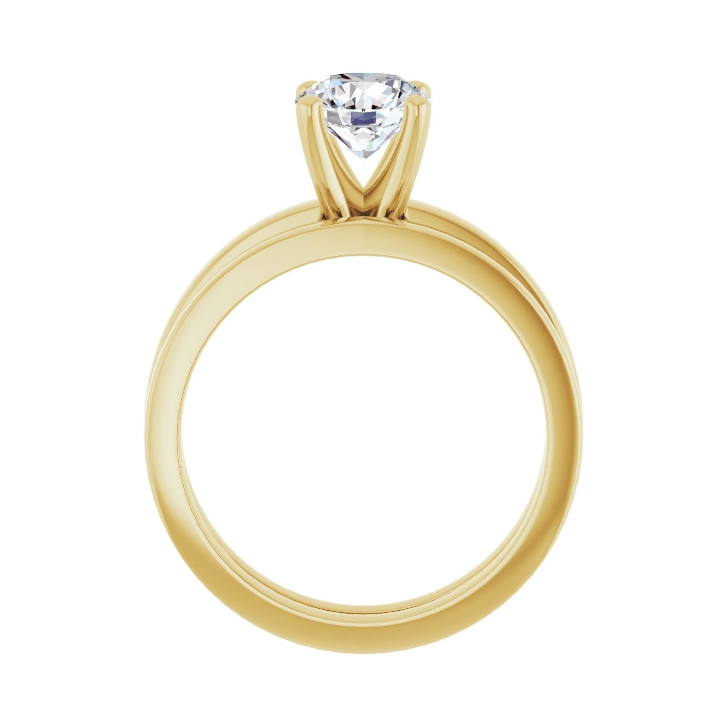 Solitaire Engagement Ring — Round 6.5 mm — Round center, yellow gold