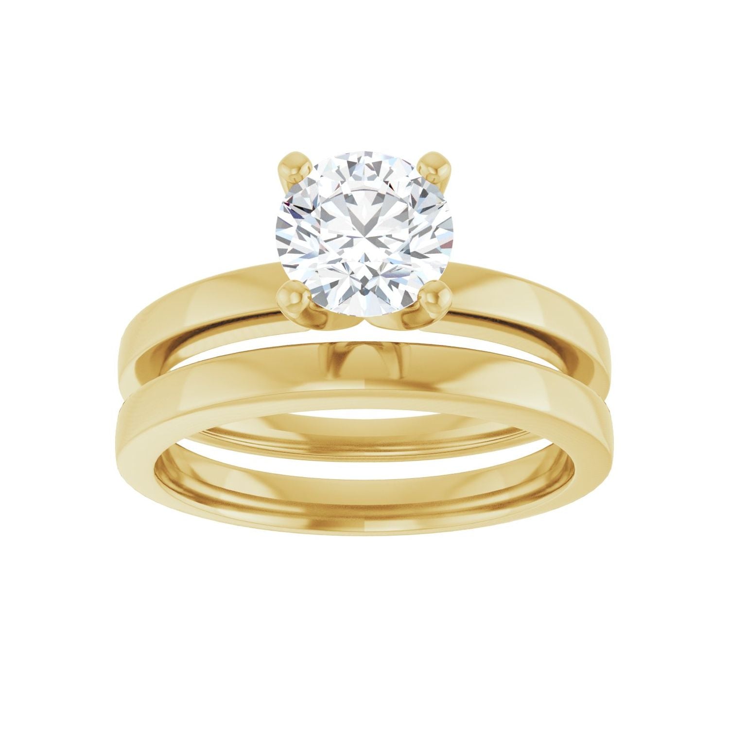 Solitaire Engagement Ring — Round 6.5 mm — Round center, yellow gold