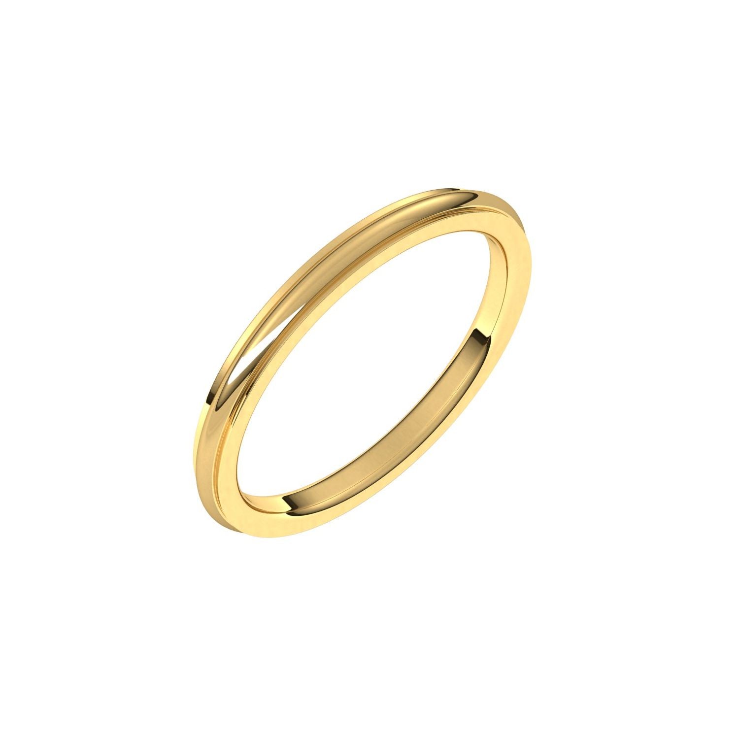 Half Round Stepped-Edge Band — 2 mm, yellow gold