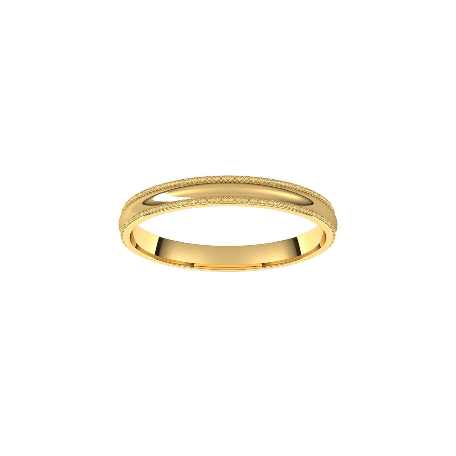 Milgrain Half Round Band — Comfort fit · 2.5 mm, yellow gold