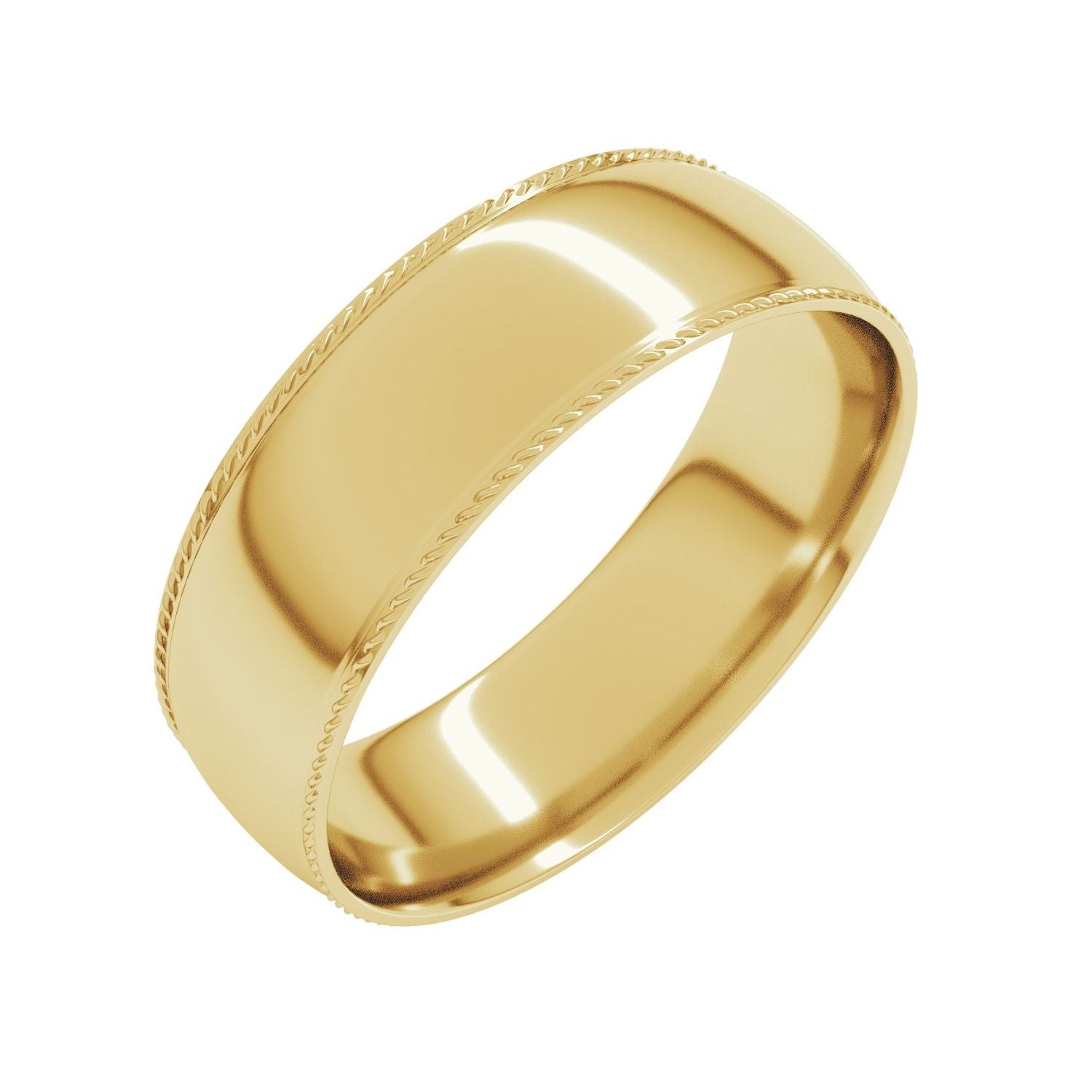 Rope Half Round Comfort-Fit Band — 6 mm, yellow gold