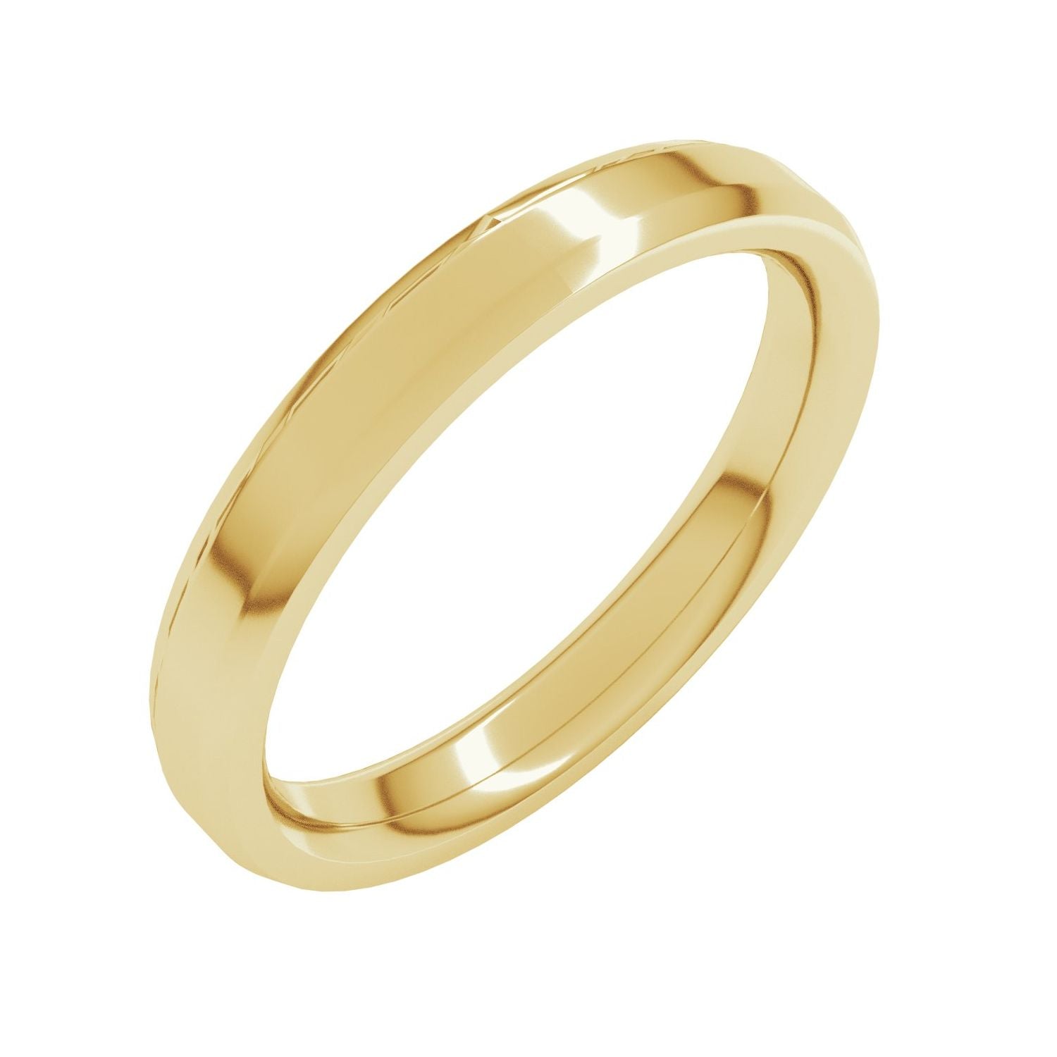 Beveled-Edge Comfort-Fit Band — Standard · 3 mm, yellow gold