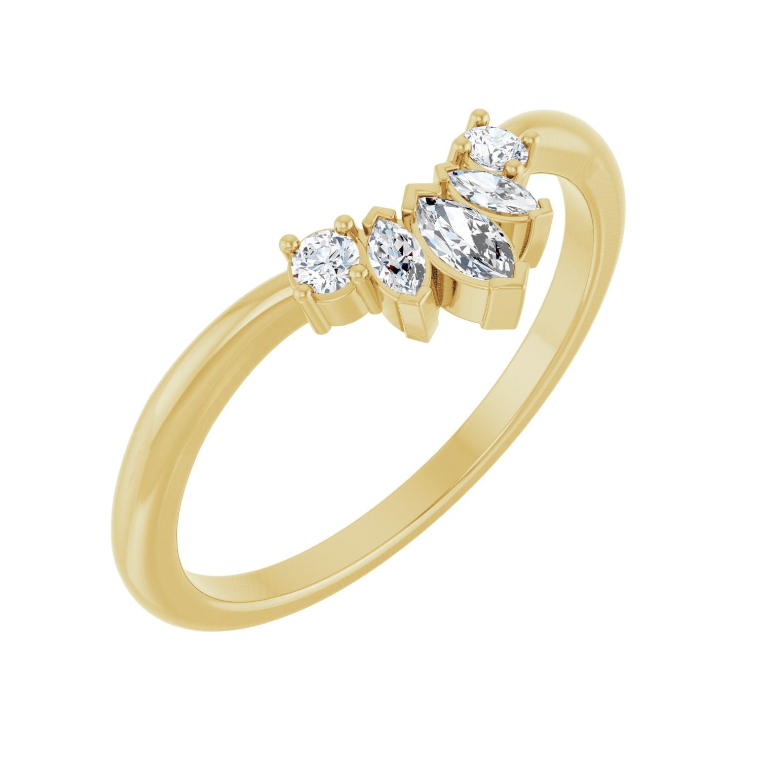 Seafoam — 4 x 2 mm, yellow gold