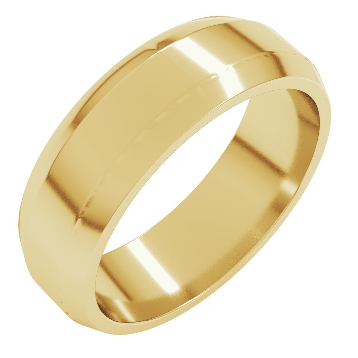 Lightweight Beveled-Edge Flat Band — 6 mm, yellow gold