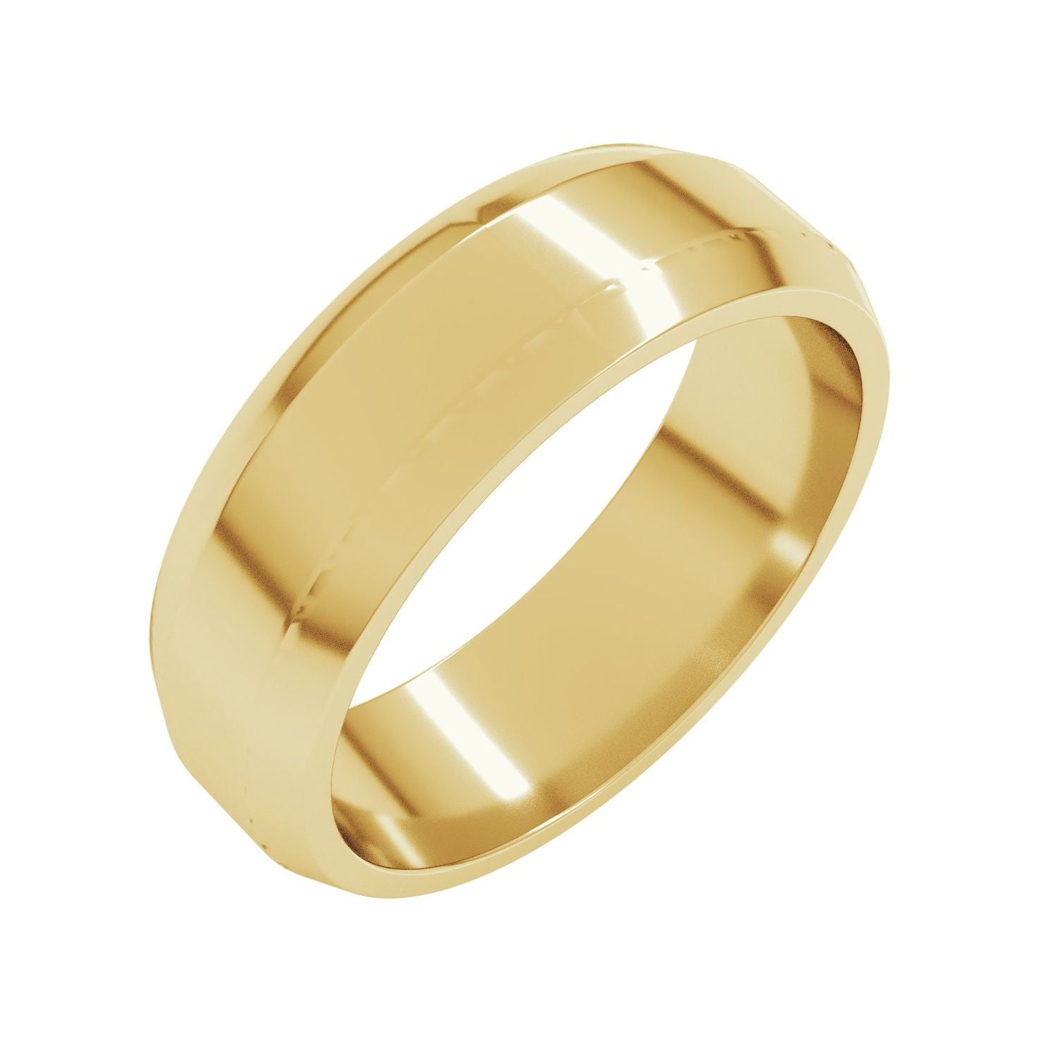 Lightweight Beveled-Edge Flat Band — 6 mm, yellow gold