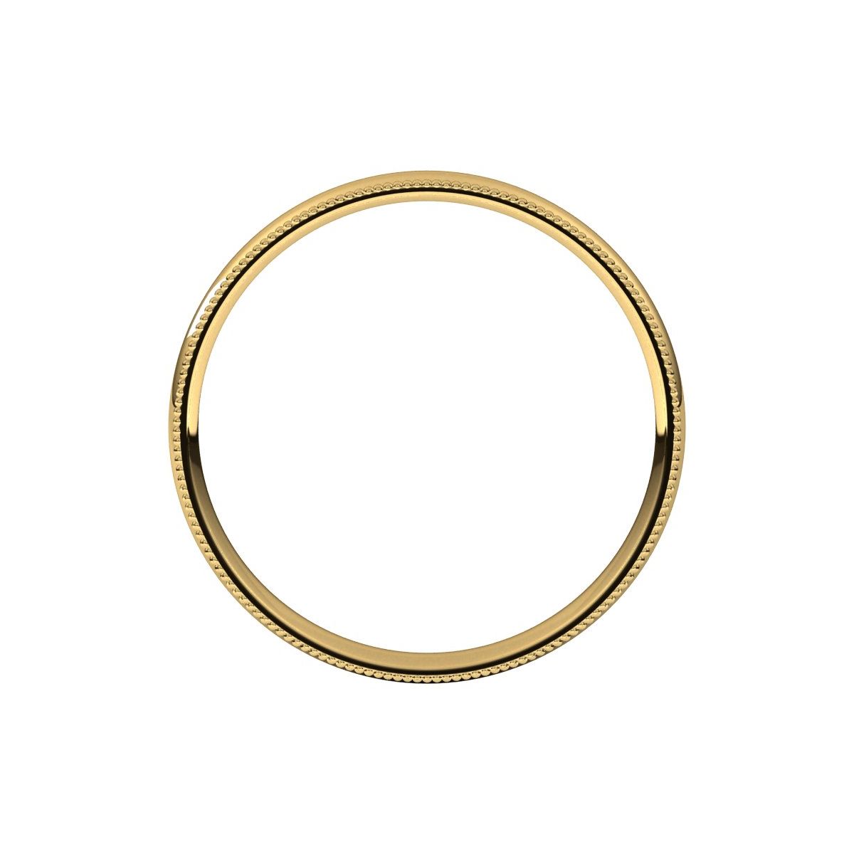 Lightweight Milgrain Comfort-Fit Half Round Band — 2.5 mm, yellow gold