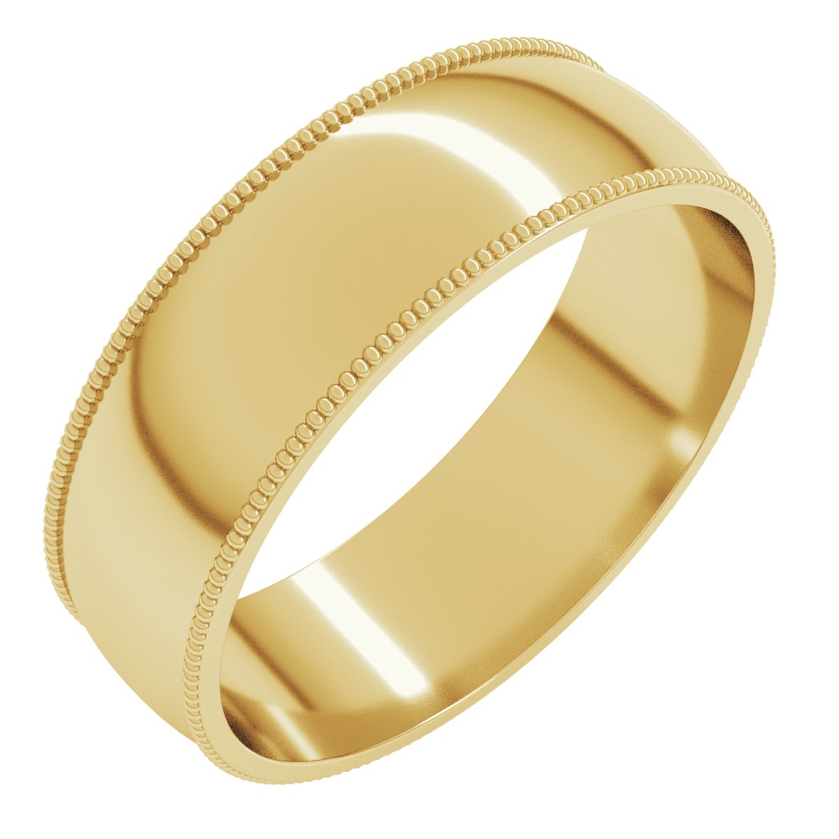 Lightweight Milgrain Comfort-Fit Half Round Band — 6 mm, yellow gold