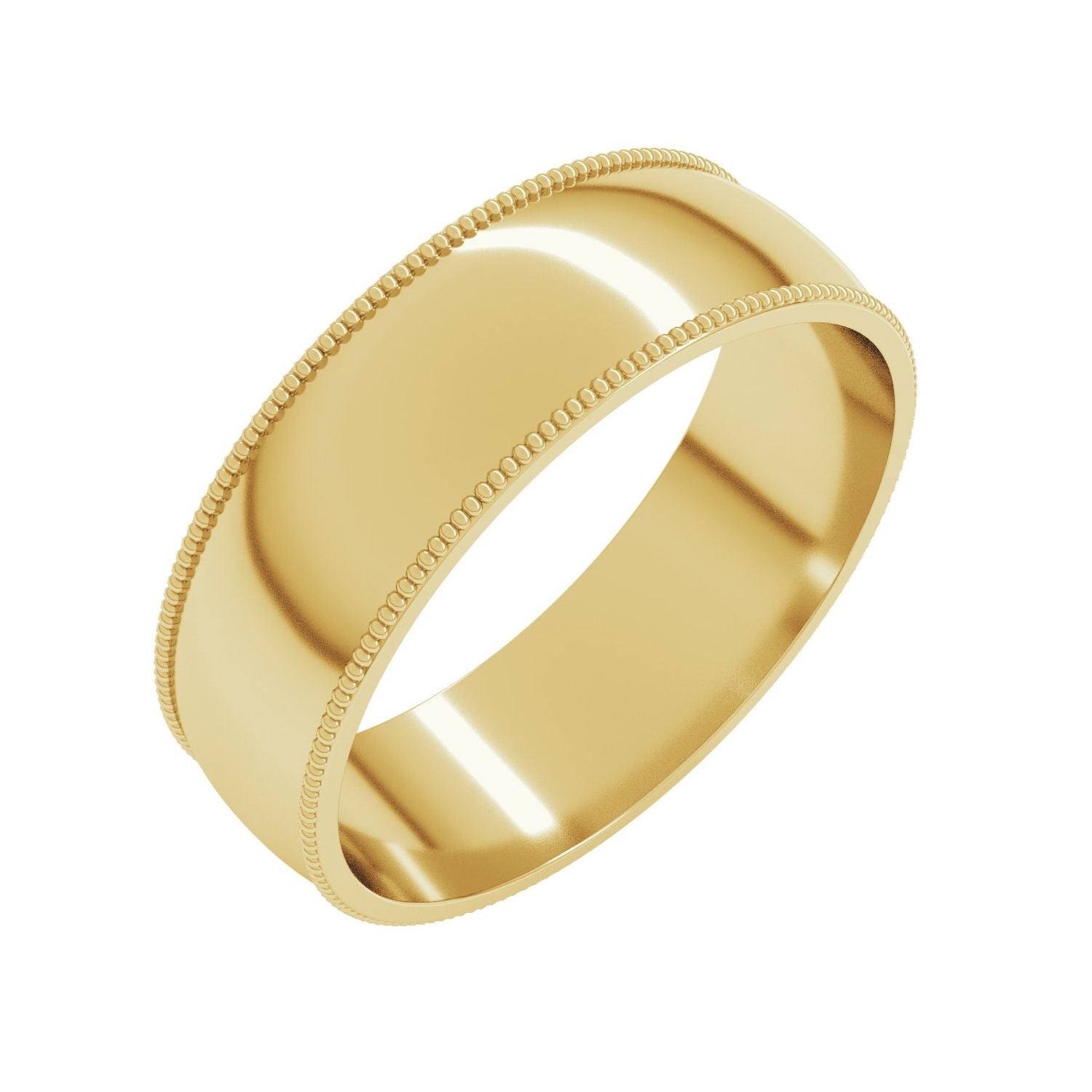 Lightweight Milgrain Comfort-Fit Half Round Band — 6 mm, yellow gold