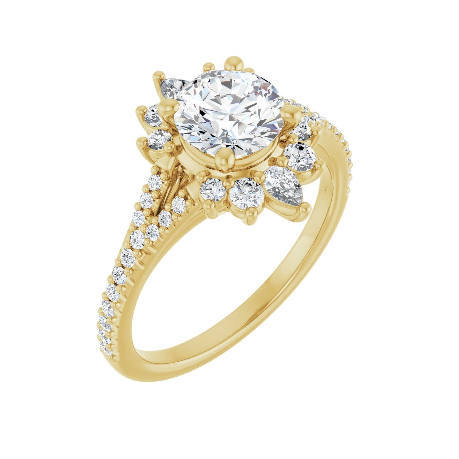 Jacqueline — Round center, yellow gold