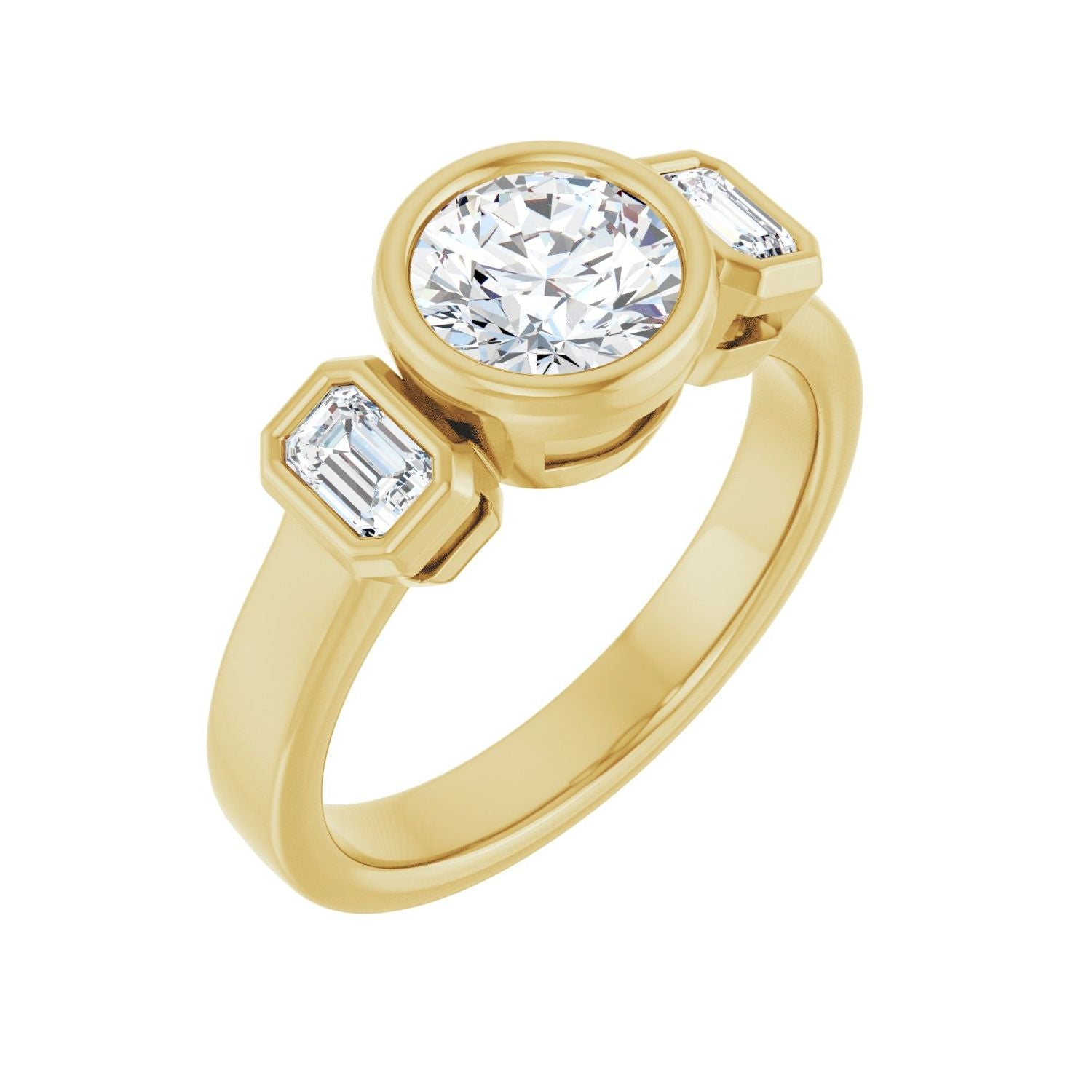 Alba — Round center, yellow gold