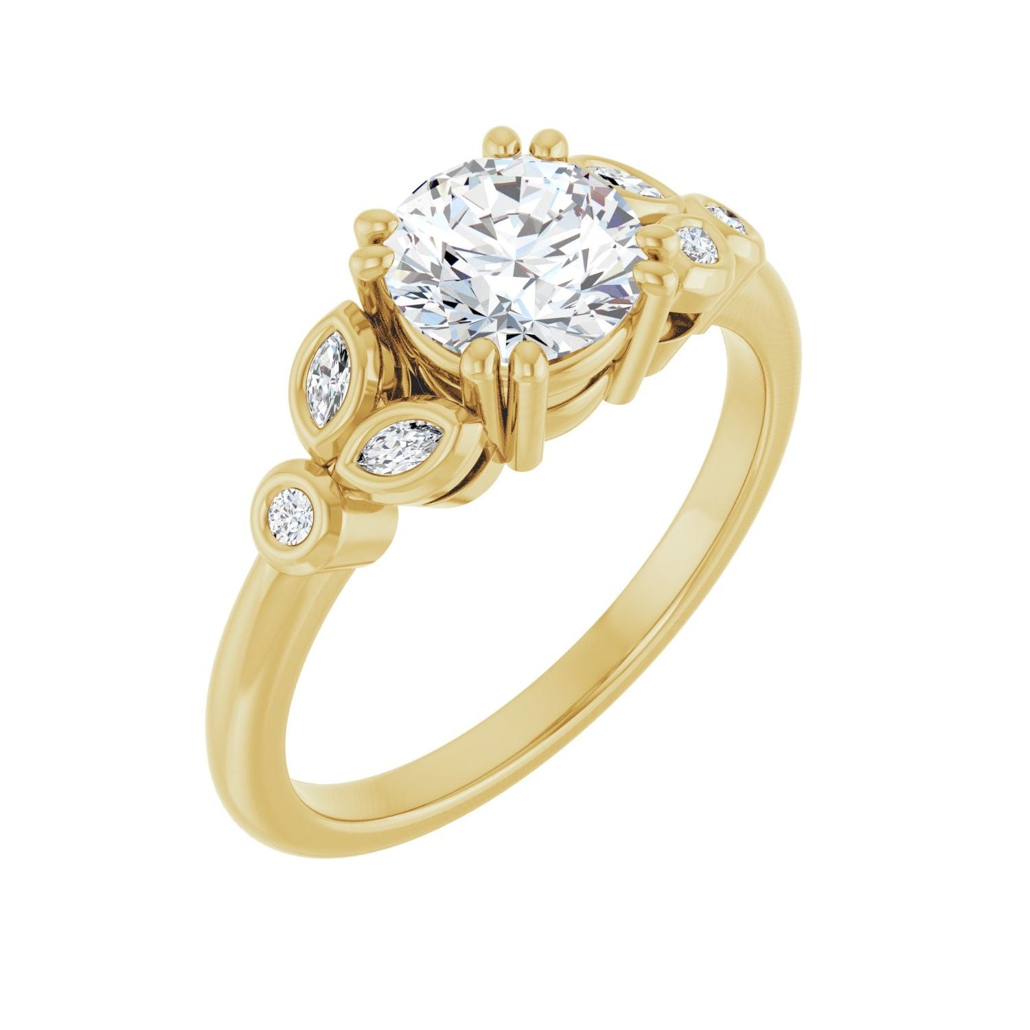 Aldora — Round center, yellow gold