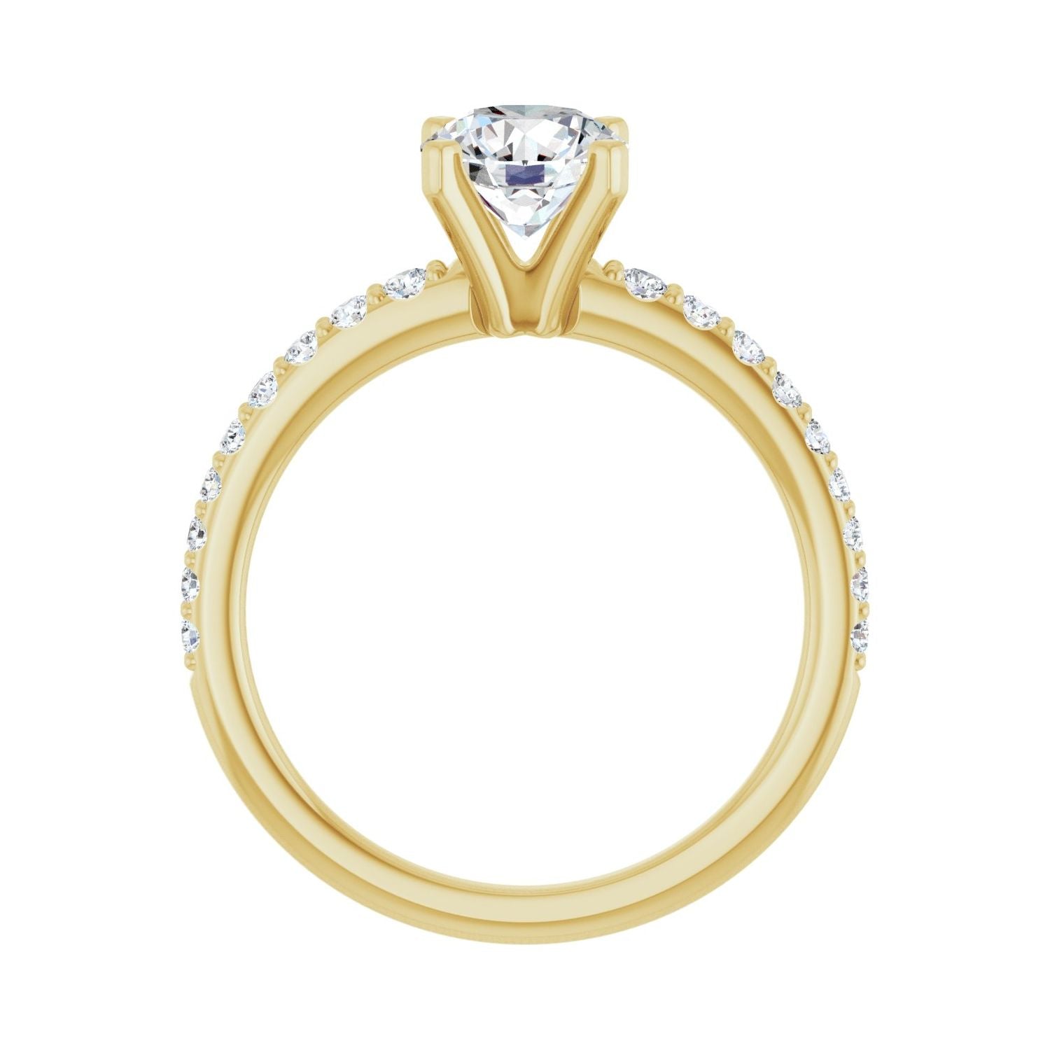 Camelia — Round center, yellow gold