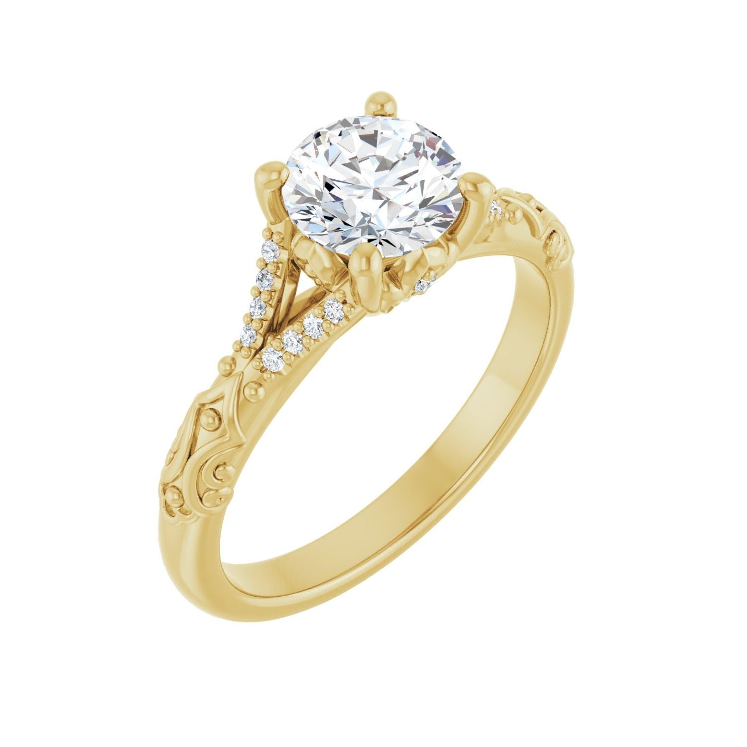Oriole — Round center, yellow gold