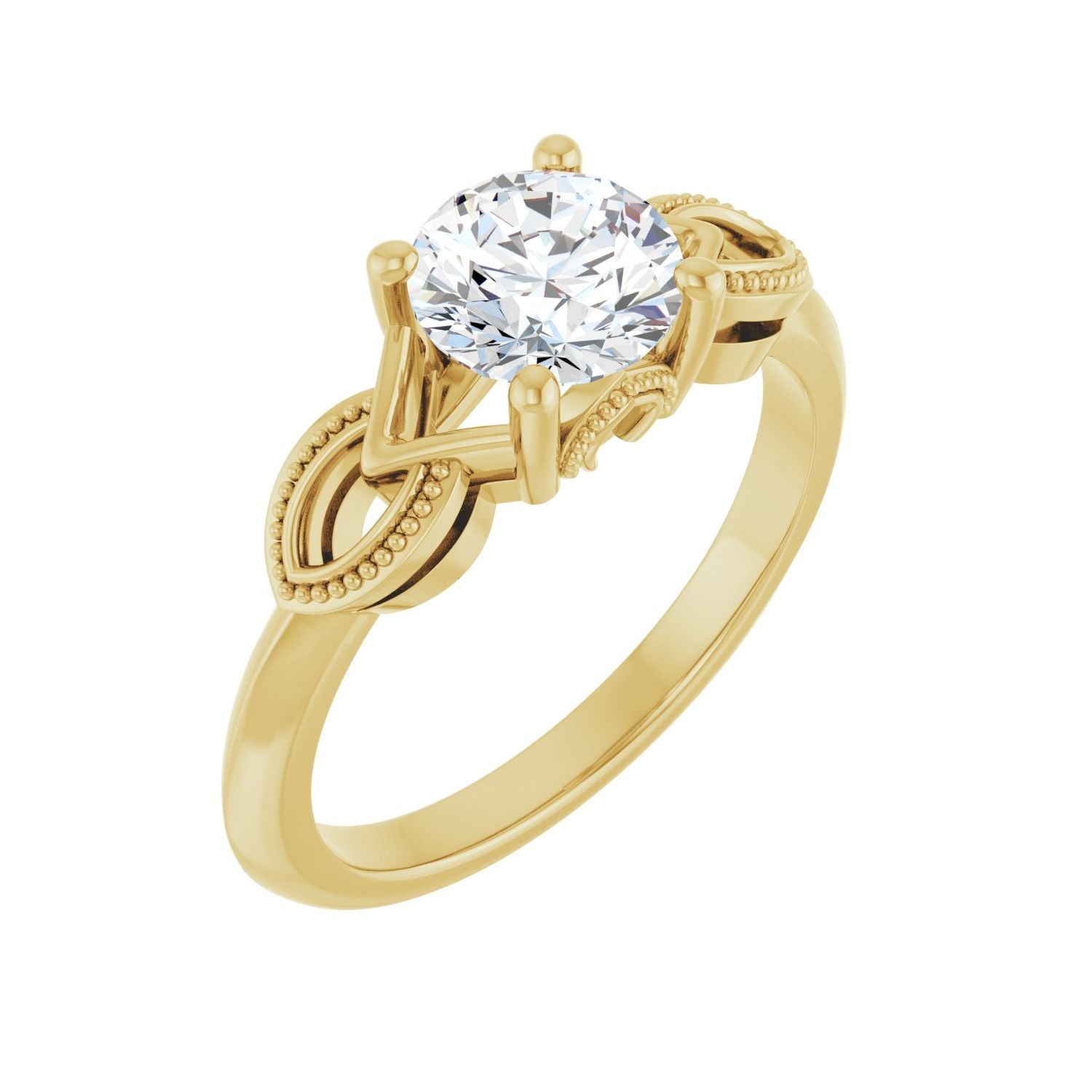 Santorini — Round center, yellow gold