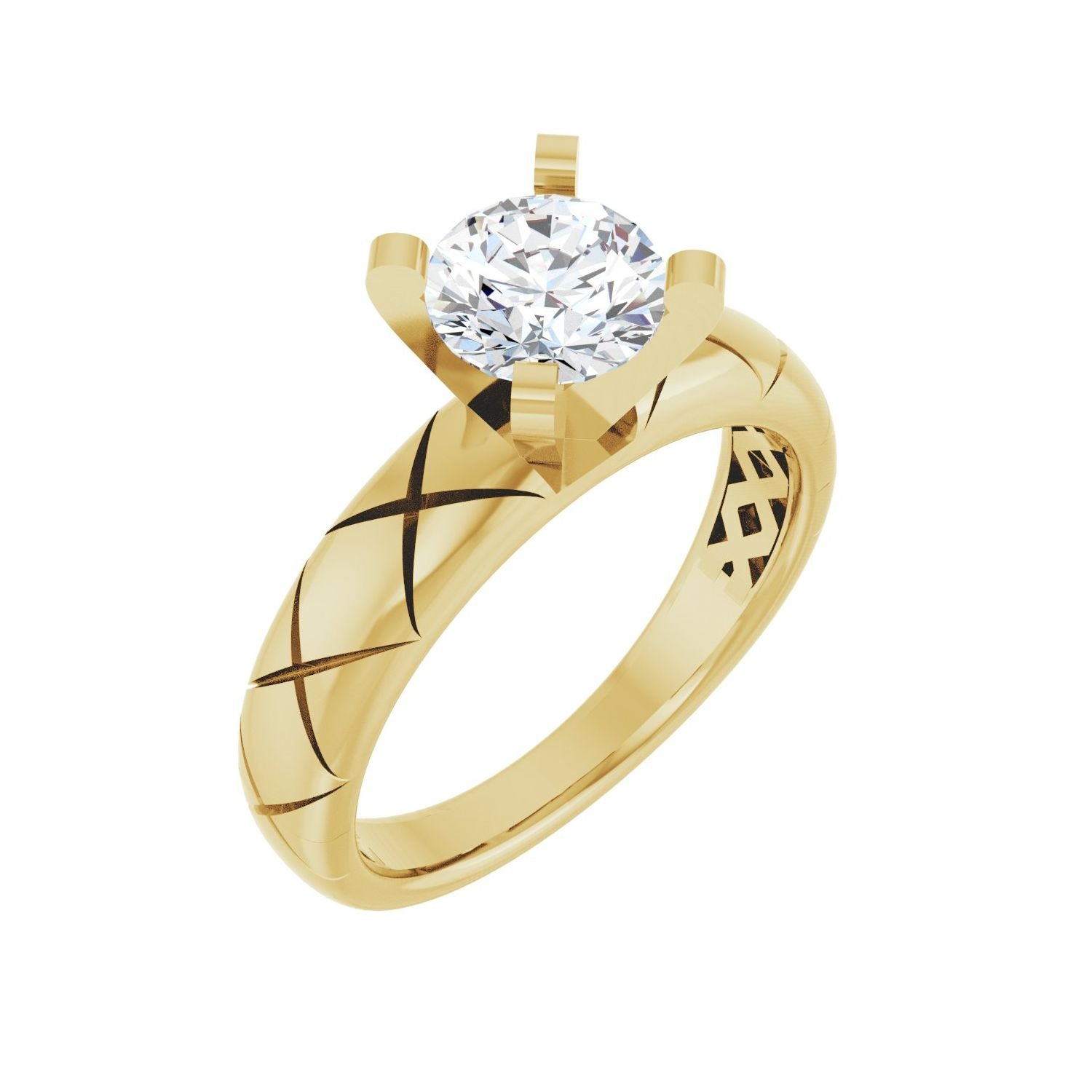 Gentian — Round center, yellow gold