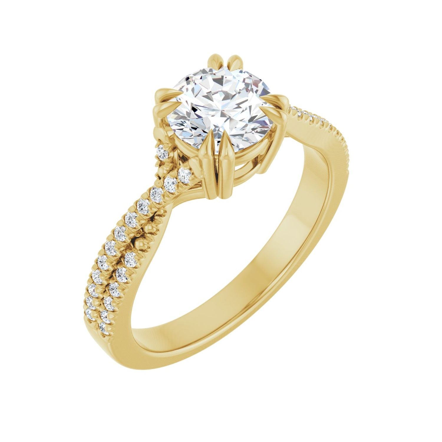 Minuet — Round center, yellow gold