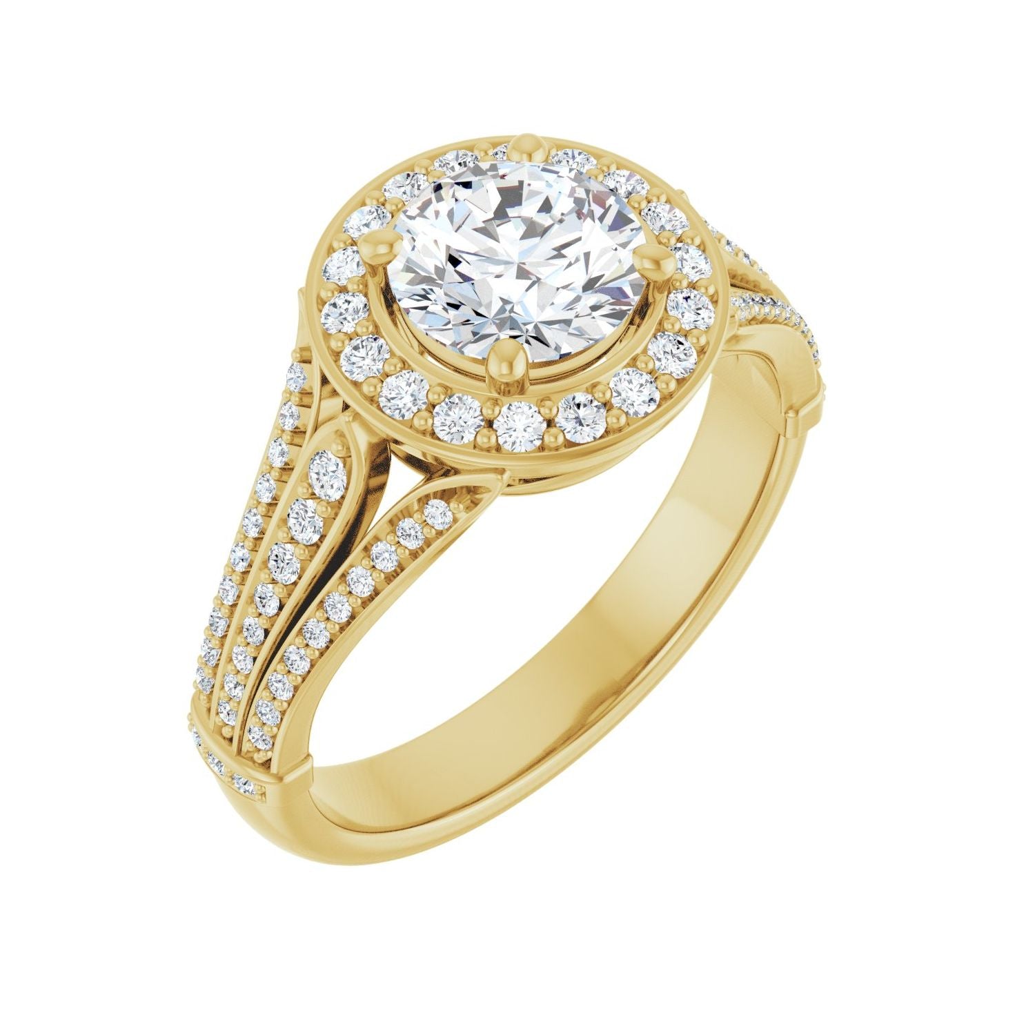Corinth — Round center, yellow gold