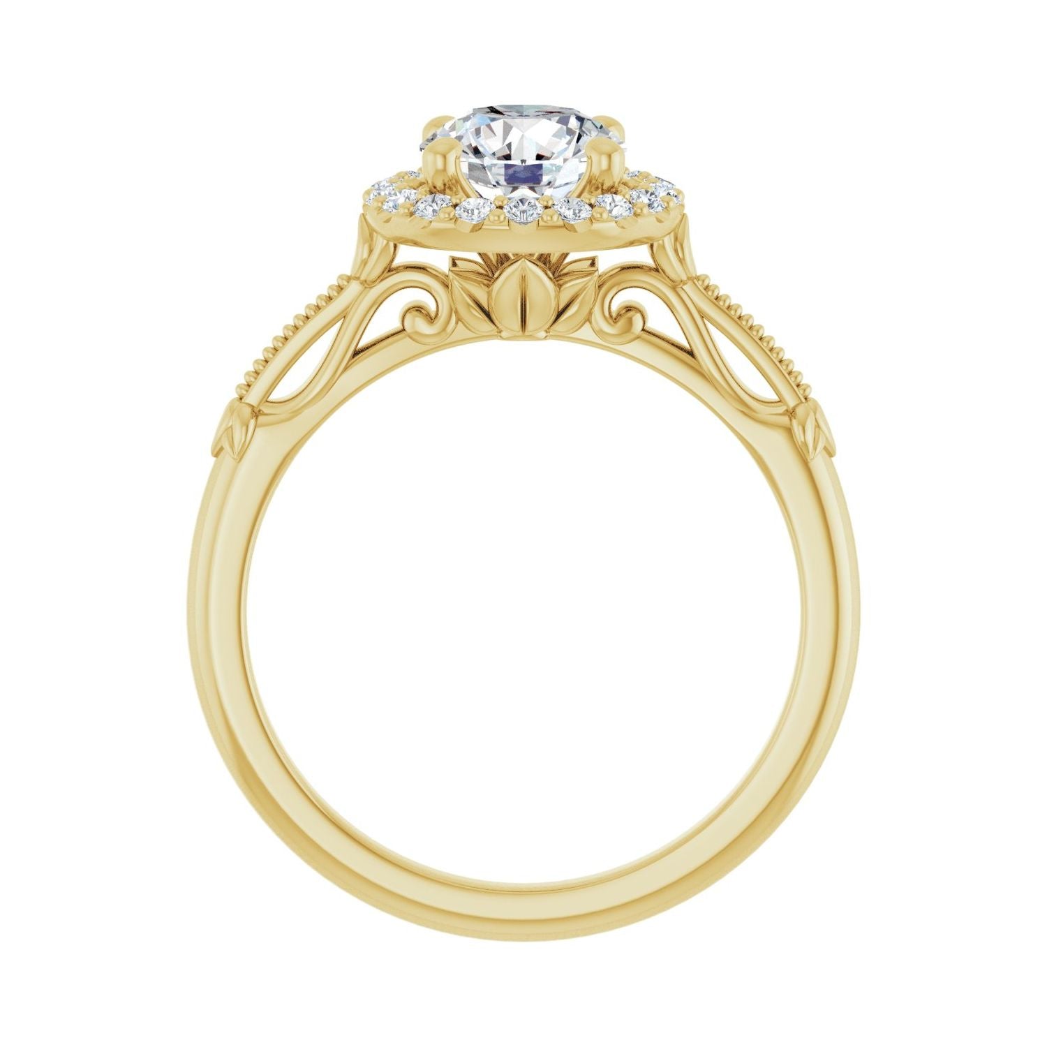 Fanfare — Round center, yellow gold