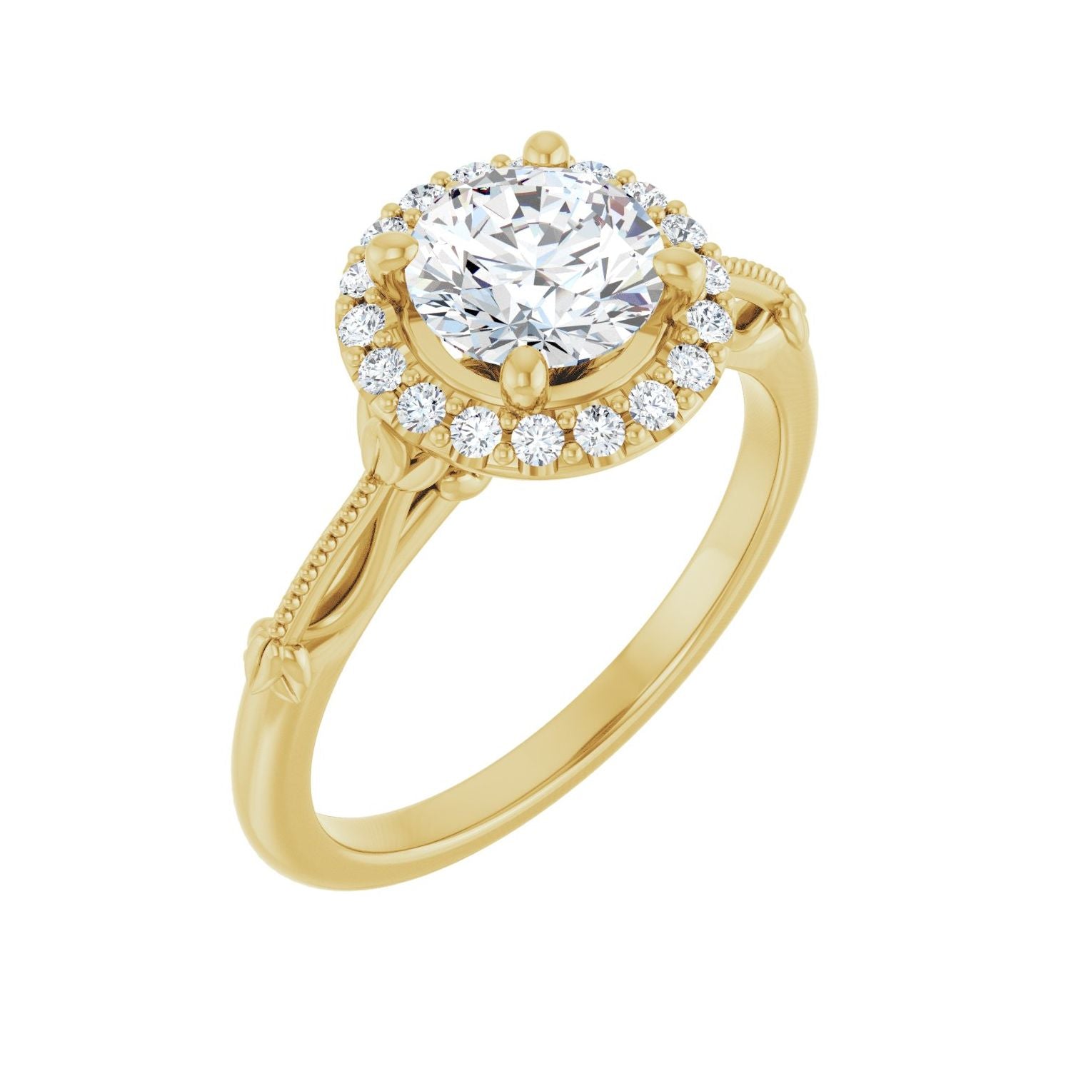 Fanfare — Round center, yellow gold