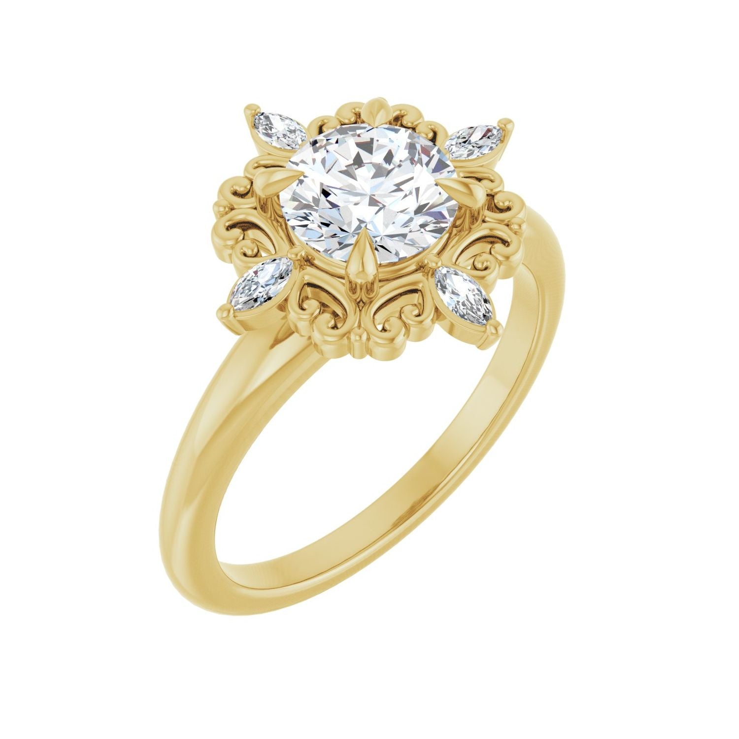 Annie — Round center, yellow gold