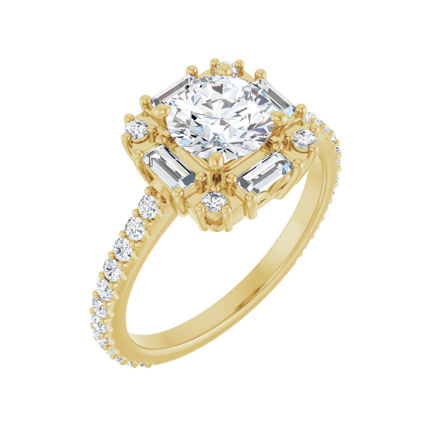 Ansley — Round center, yellow gold