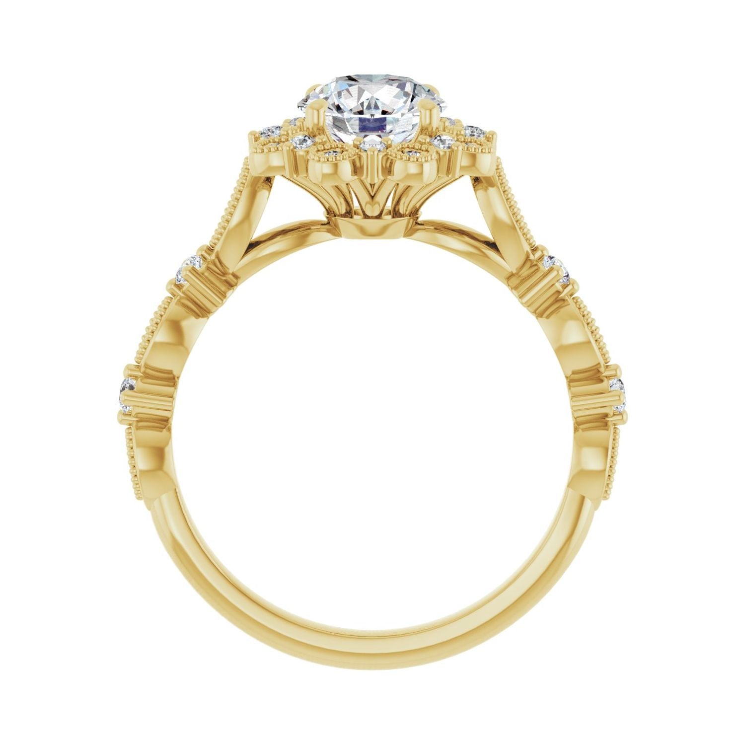 April — Round center, yellow gold