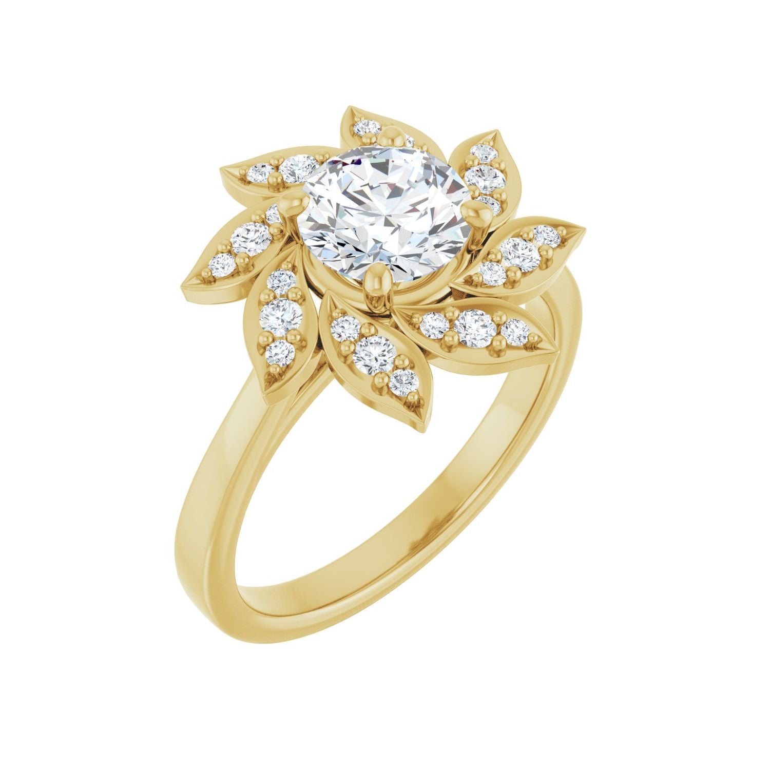 Aubree — Round center, yellow gold
