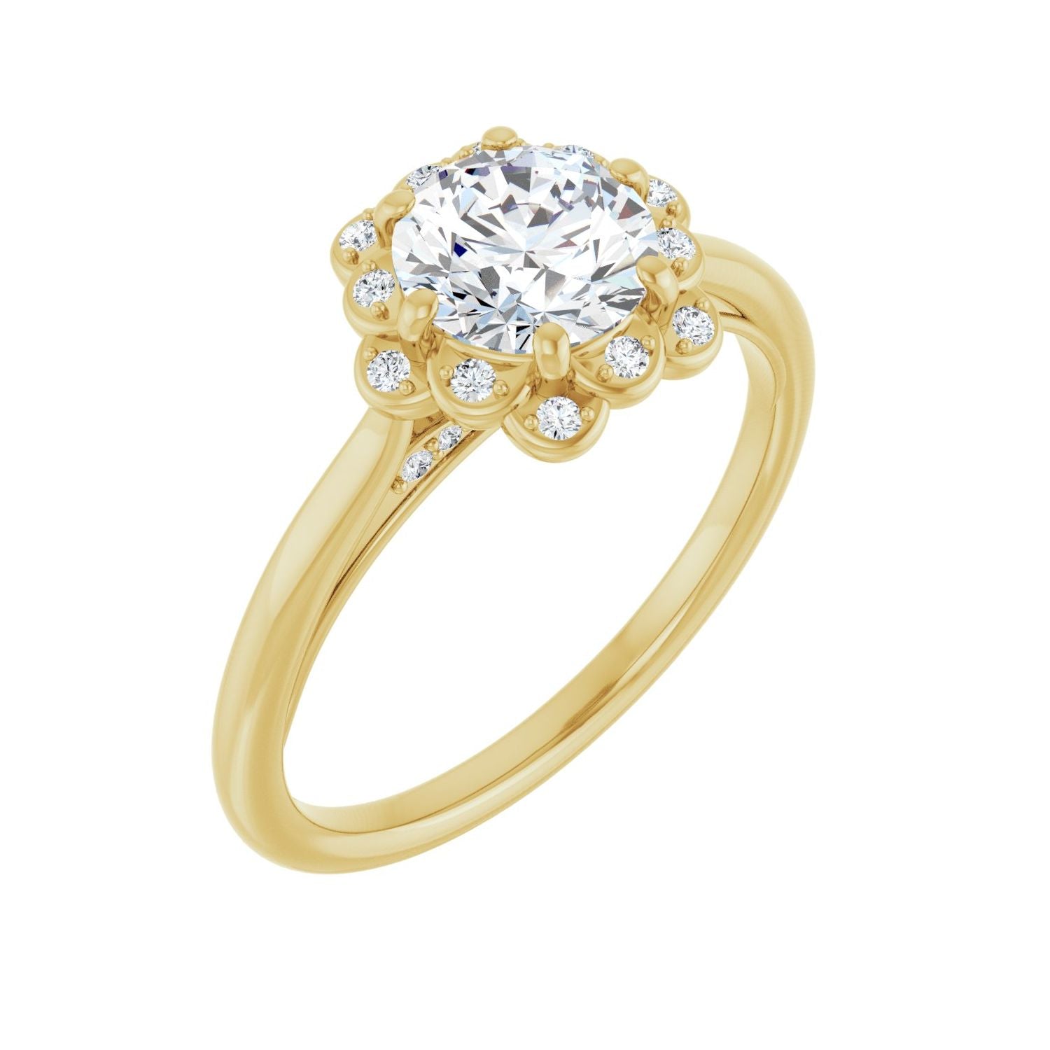 Basilia — Round center, yellow gold
