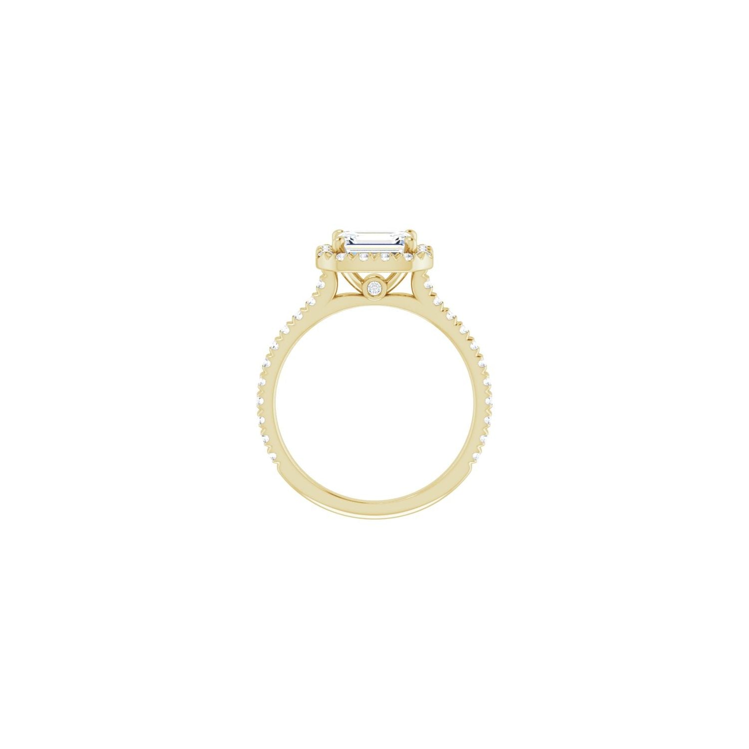 Bellarose — Emerald center, yellow gold