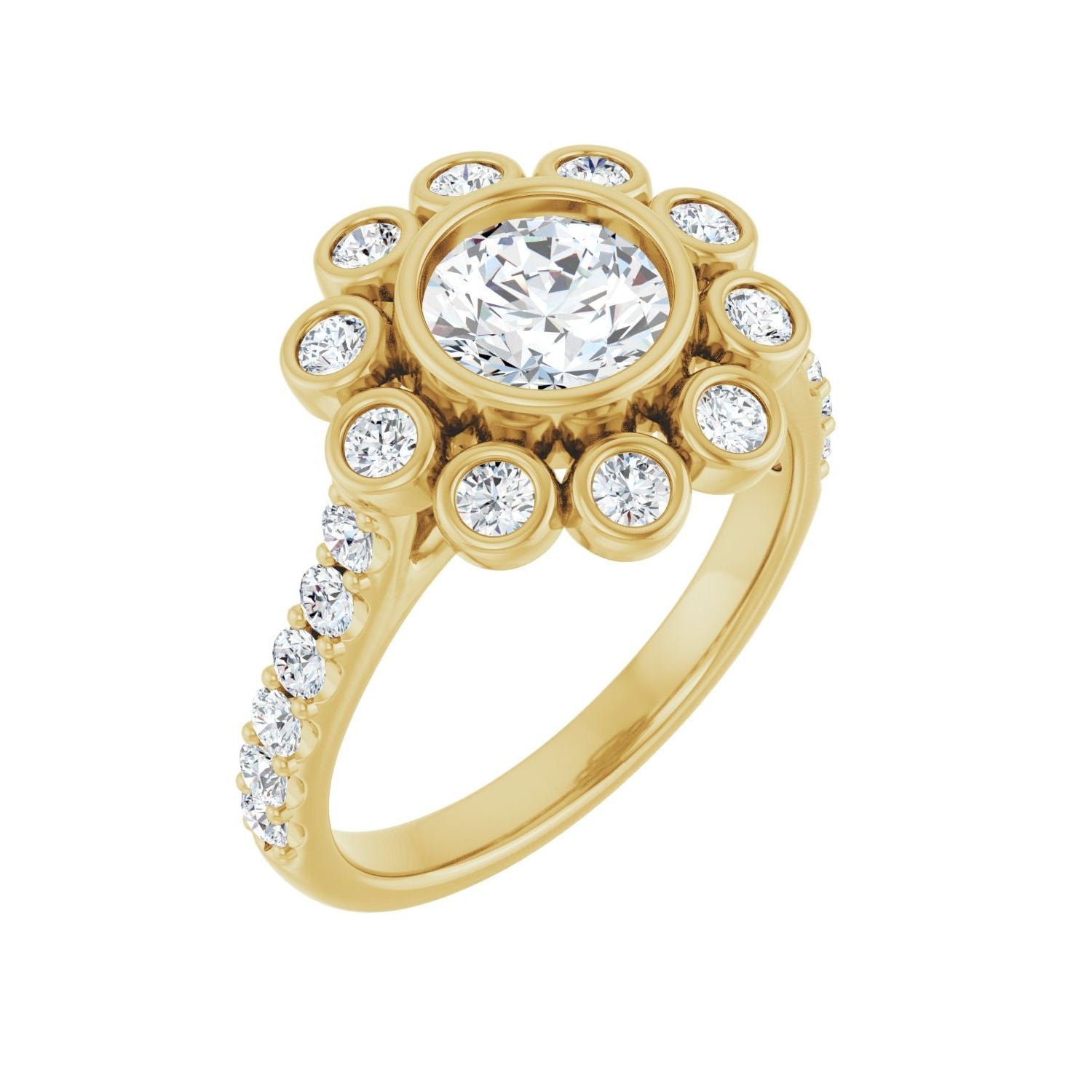 Carla — Round center, yellow gold