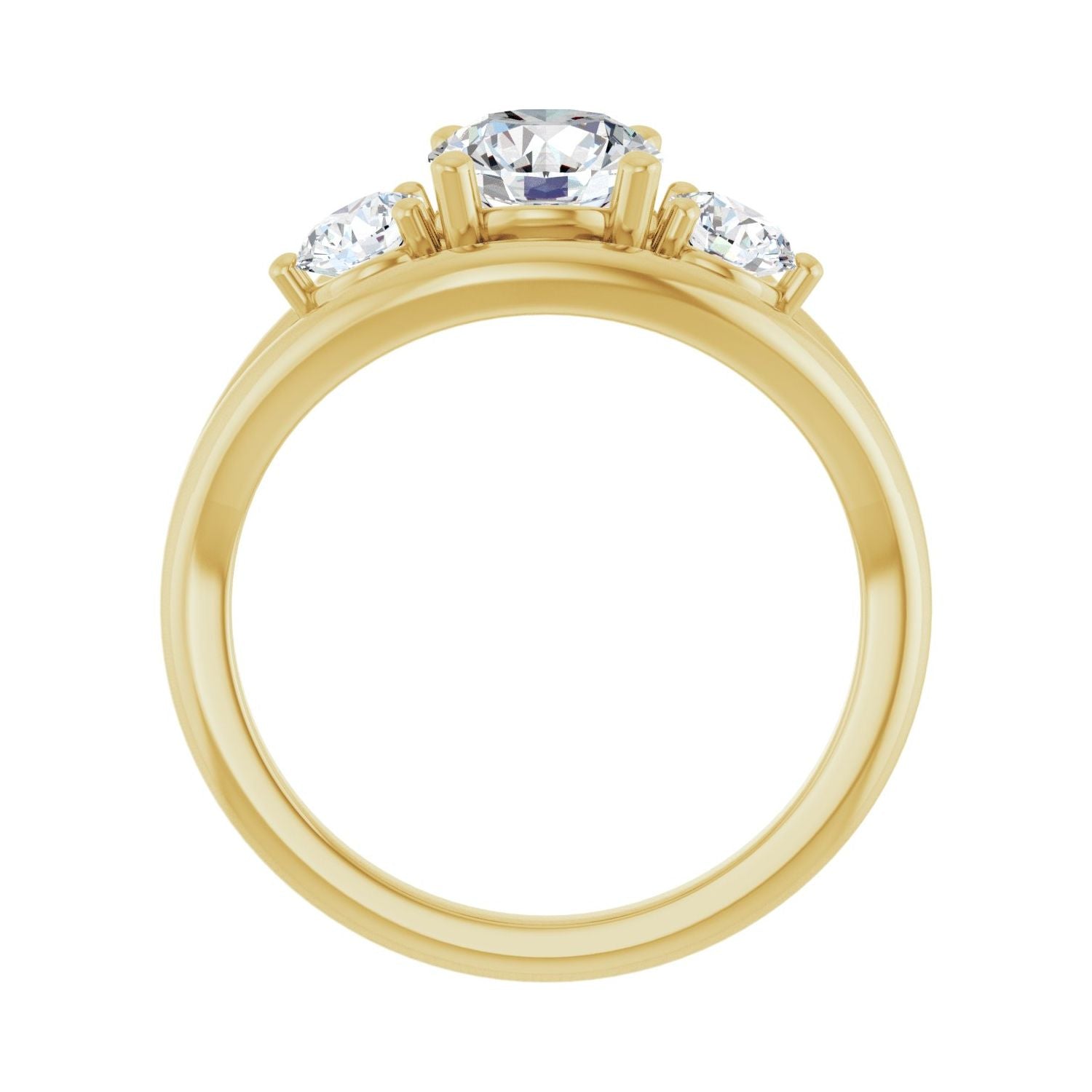 June — Round center, yellow gold